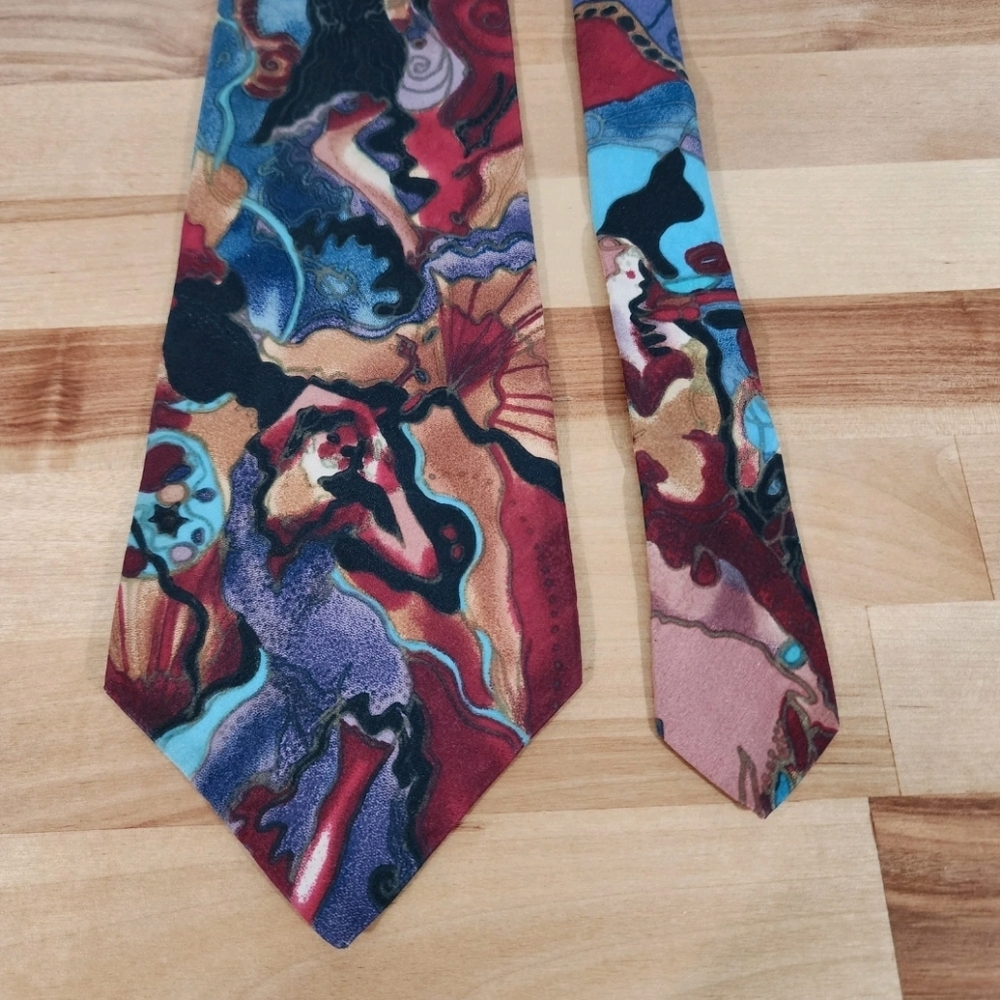 Grace Newburger Necktie Tie Sik Approx. 4" x 56.5" Dancing Ladies Ritmo Caliente